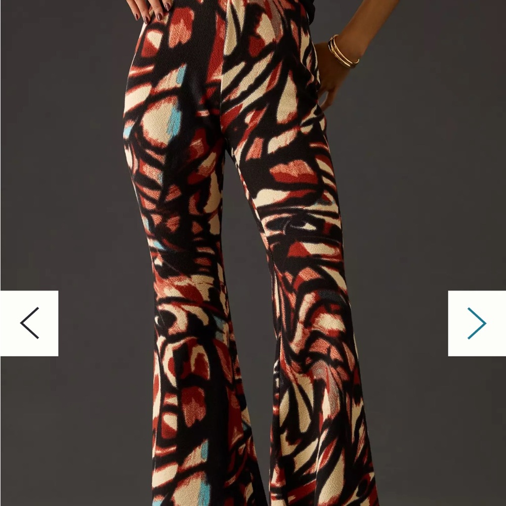 Anthropologie Multicolor Abstract Flare Pants